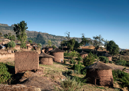 traditional circular ethiopian tukul village houses in lalibela ethiopia