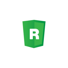 shield initial letter alphabet R logo template