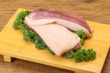 Raw duck breast for cooking