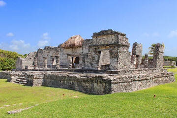 House of the Lords or Grand Palace in Tulum. It was the home of the Tulum nobility. The site of a pre-Columbian Mayan walled city on Caribbean coastline in Riviera Maya, Quintana Roo, Yucatan, Mexico.