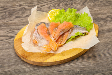 Sliced natural wild trout fillet