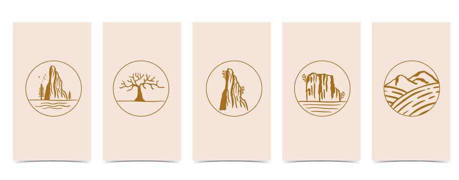 boho background for social media with mountain,natural