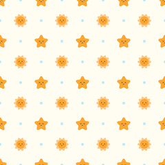 cute sun and star cartoon pattern background