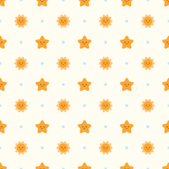 cute sun and star cartoon pattern background