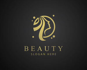 beauty logo creative line art nature salon hair leaf spa design concept