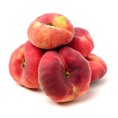 chinese flat peaches on white background 