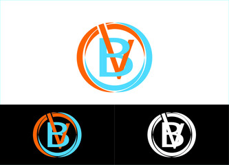 Initial Letter BV Logo or Icon Design Vector Image Template