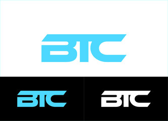 Initial Letter BTC Logo or Icon Design Vector Image Template