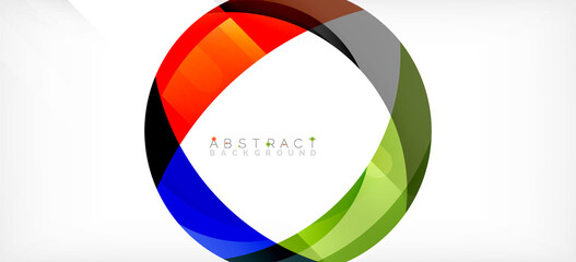 Fototapeta premium Color circle shapes, minimal geometric background. Trendy dynamic composition. Vector Illustration For Wallpaper, Banner, Background, Landing Page