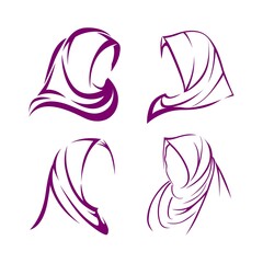 Set of Elegant Muslim fashion logo template, muslim for hijab fashion store, line art vector