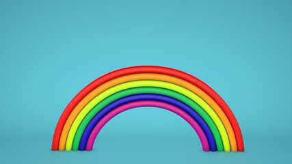 3d rainbow LGBT community colors on blue background. Rainbow with LGBT colors. Gay and lesbian flag on pink background. Rainbow gay flag animation on color background. Concept LGBT community