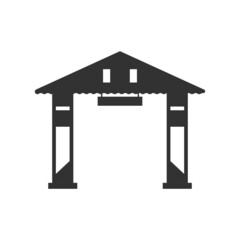 Village Welcome Gate Icon. Silhouette of Traditional Gates or 