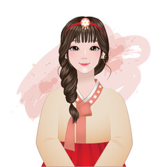 Pretty girl in Korean hanbok costume avatar
