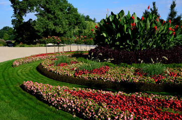 ornamental flowerbed in front of the castle on the ground floor. The planting of annuals is in the...