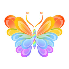 butterfly rainbow colors beauty bright colorful gradient white background