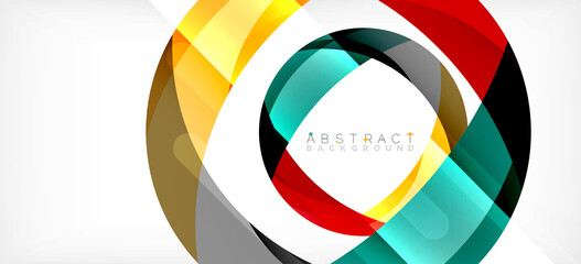 Obraz premium Geometric abstract background. Circle created with overlapping color shapes. Vector Illustration For Wallpaper, Banner, Background, Landing Page