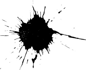 Black Ink watercolor drop on white background.