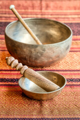 Tibetan bronze Singing Bowls used for meditation and spiritual cleansing