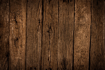 Old brown wood texture background. Dark wooden table top view angle.
