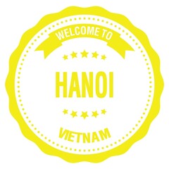 WELCOME TO HANOI - VIETNAM, words written on yellow stamp