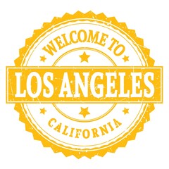 WELCOME TO LOS ANGELES - CALIFORNIA, words written on yellow stamp
