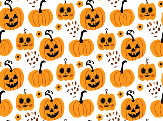 Happy halloween Boho abstract seamless pattern. Bohemian mystical magic print hand drawing style. creative contemporary aesthetic doodle endless texture, background. Vector illustration