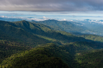 Obraz na płótnie Canvas High angle view of tropical mountains,Phu Soi Dao in Thailand.