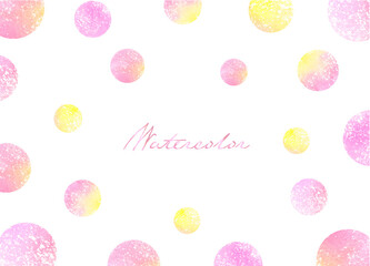ピンクの水彩テクスチャのさわやかな水玉のフレーム　