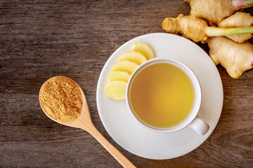 cup of ginger tea with lemon
