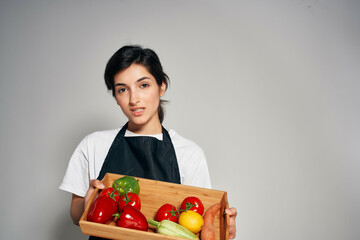 housewife with vegetables cooking health vitamins