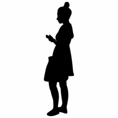 black silhouette girl, woman vector