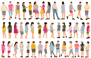 set of people in flat style vector, isolated