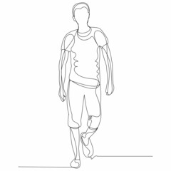 sketch line drawing man walking vector