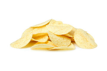 pile of potato chips isolated on white