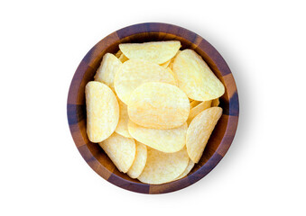 potato chips in a bowl isolated on white