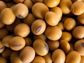 Close up shoot of soybeans on a wooden cup