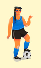 Soccer football sport tournoi ballon femme féminin fille club championne gagner stade joueuse sportive illustration jeune