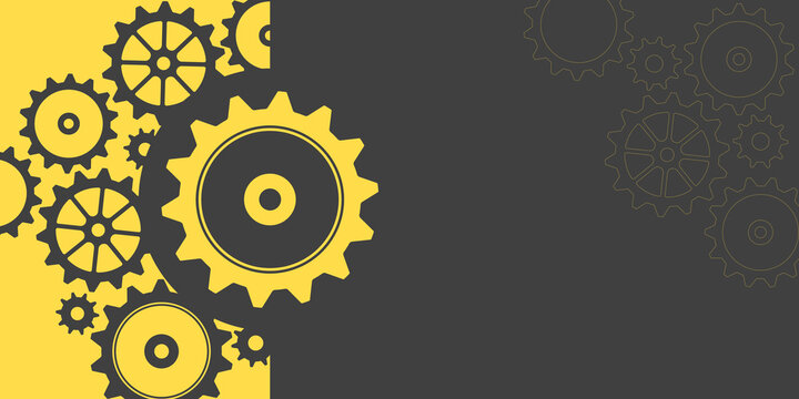 Abstract techno background with gear wheels. Vector illustration of gear mechanism.	