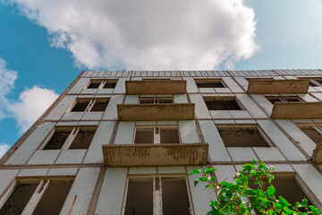 Old abandoned soviet time block house building