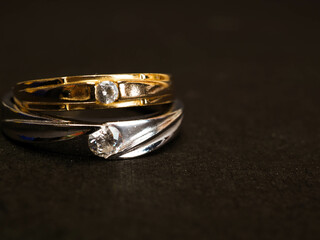 Close up shoot of gold wedding ring with beautiful diamond