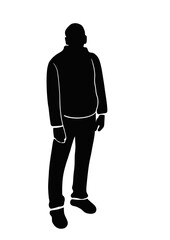 continuous drawing black silhouette man posing 