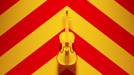 Yellow Red Violin with Yellow an Red Chevron Background 3d illustration render © paul