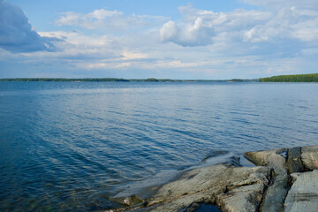 Rocky island and sea in summer