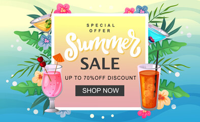 Summer sale banner template colorful refreshment