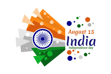 August 15, Independence day of India vector illustration. Suitable for greeting card, poster and banner. 