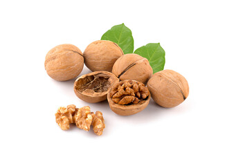 Wallnuts isolated on white background