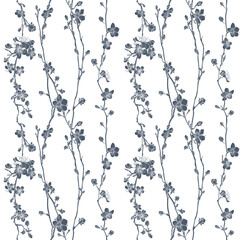 Cotton fabric Blossom Japanese Sakura Cherry Flower Pattern