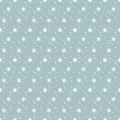 Christmas Pattern Background - Seamless Snowflakes Vector On Blue Gray BG - Pigeon Color
