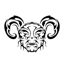 half ram half human face head mask abstract ethnic tattoo symbol sticker
