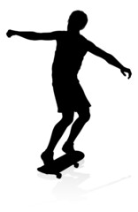 Fototapeta na wymiar Skateboarder Skater Silhouette